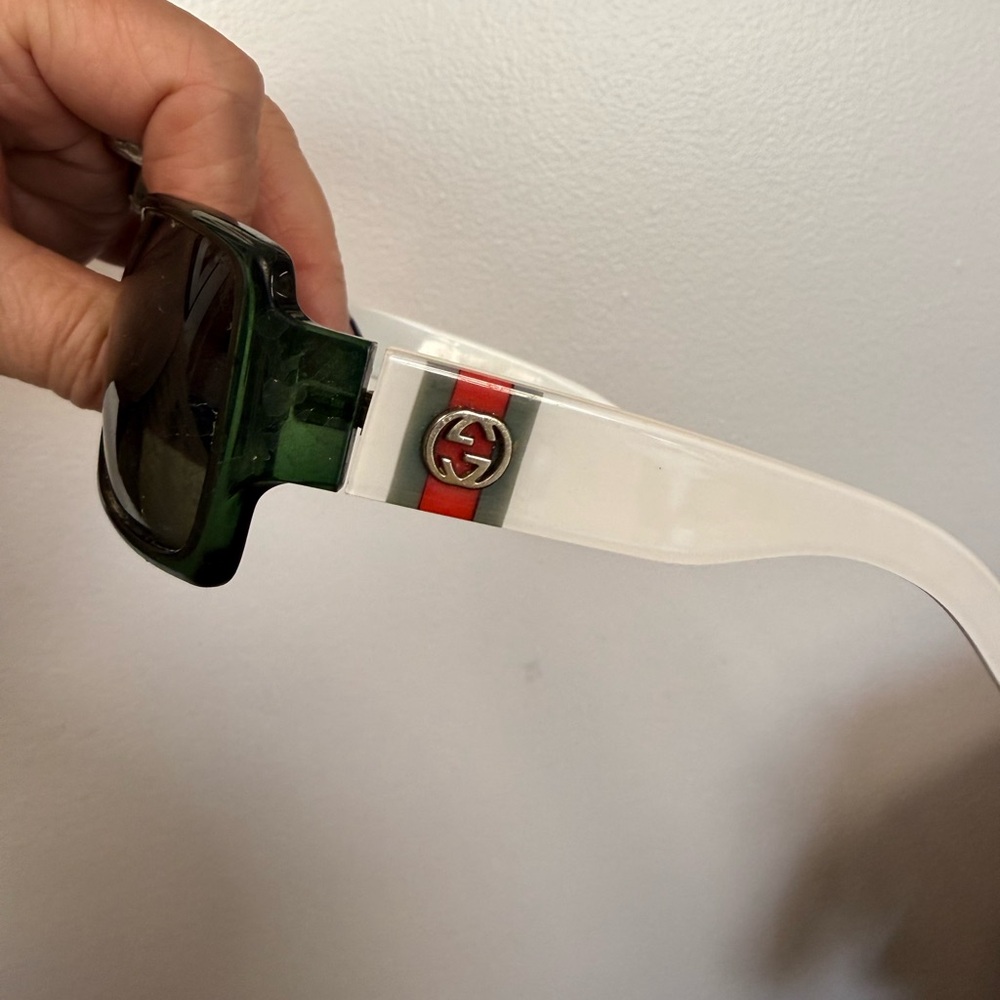 Gucci Emerald Green Rectangular Sunglasses - image 9